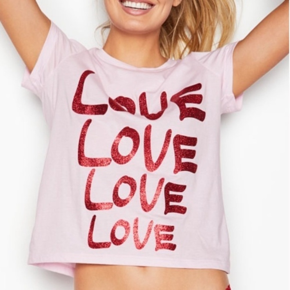 Victoria Secret Love Graphic Short Sleeve Shirt